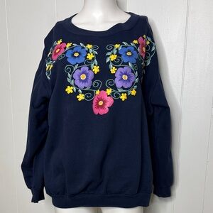 Vintage floral sweatshirt basic edition approx size L